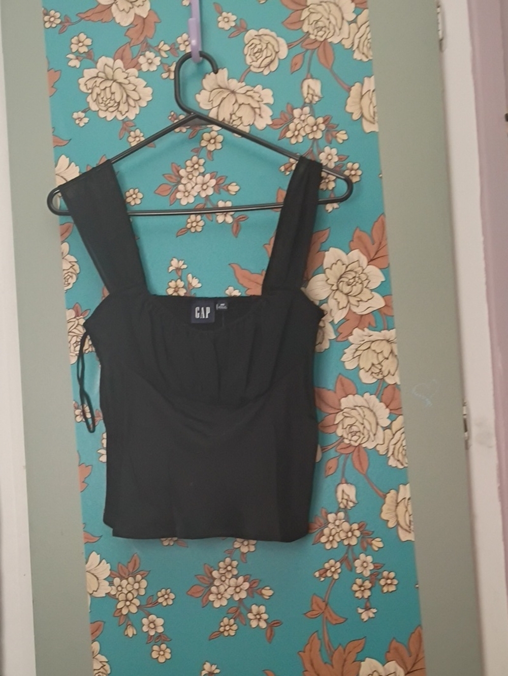 GAP Black Square-Neck Camisole with Chiffon Sheer Wide Straps